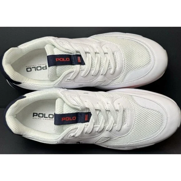 Polo Ralph Lauren Shoes Men Size 11.5 Colorblocked Jogger Sneakers White Lace up